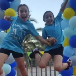 Gimnastes de l'escola de trampolí del CEO Mar Bella al photocall